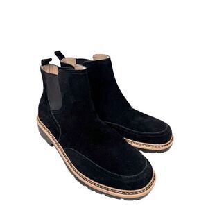 Me too Chelsea Boot Size 8 Black Suede Leather Pull On Style Block Heel NEW